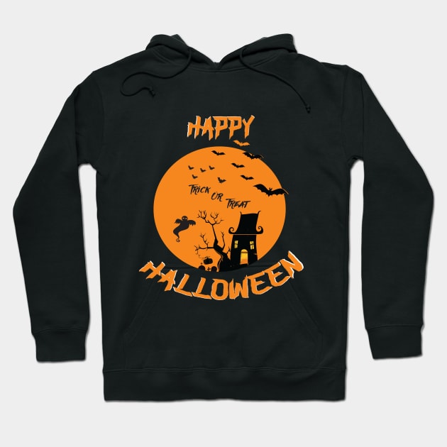 Haunted House Ghost Bat Trick Treat Gravestone RIP. Hoodie by Maxx Exchange